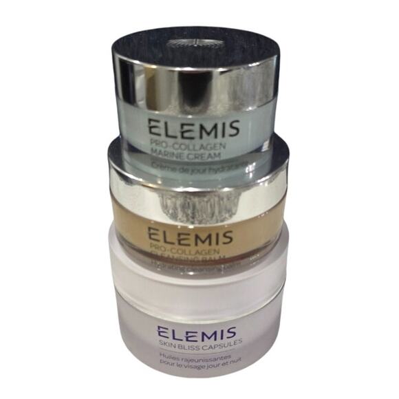 NEW Set of Elemis Pro-Collagen Marine Cream, Cleansing Balm, Skin Bliss Capsules - Picture 1 of 10